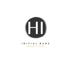 H I HI Beauty vector initial logo, handwriting logo of initial signature, wedding, fashion, jewerly, boutique, floral and botanical with creative template for any company or business.