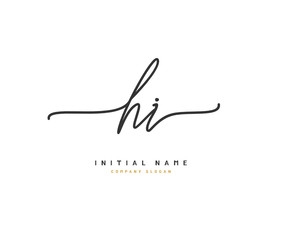 H I HI Beauty vector initial logo, handwriting logo of initial signature, wedding, fashion, jewerly, boutique, floral and botanical with creative template for any company or business.