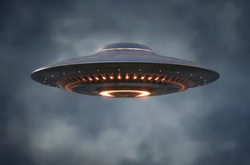 Fototapeten Alien UFO - Unbekanntes Flugobjekt - Beschneidungspfad enthalten © ktsdesign