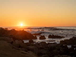 Sunset on the beach near Monterey Bay California.