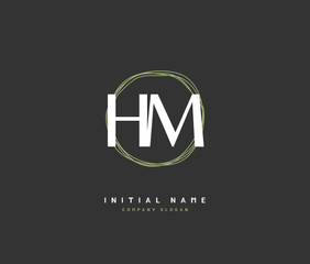 H M HM Beauty vector initial logo, handwriting logo of initial signature, wedding, fashion, jewerly, boutique, floral and botanical with creative template for any company or business.