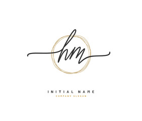 H M HM Beauty vector initial logo, handwriting logo of initial signature, wedding, fashion, jewerly, boutique, floral and botanical with creative template for any company or business.