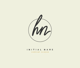 H N HN Beauty vector initial logo, handwriting logo of initial signature, wedding, fashion, jewerly, boutique, floral and botanical with creative template for any company or business.