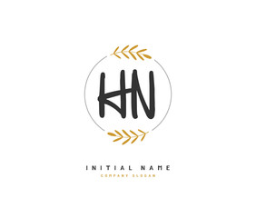 H N HN Beauty vector initial logo, handwriting logo of initial signature, wedding, fashion, jewerly, boutique, floral and botanical with creative template for any company or business.