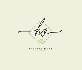 H O HO Beauty vector initial logo, handwriting logo of initial signature, wedding, fashion, jewerly, boutique, floral and botanical with creative template for any company or business.
