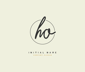 H O HO Beauty vector initial logo, handwriting logo of initial signature, wedding, fashion, jewerly, boutique, floral and botanical with creative template for any company or business.