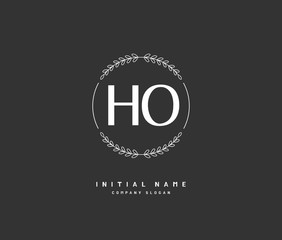 H O HO Beauty vector initial logo, handwriting logo of initial signature, wedding, fashion, jewerly, boutique, floral and botanical with creative template for any company or business.