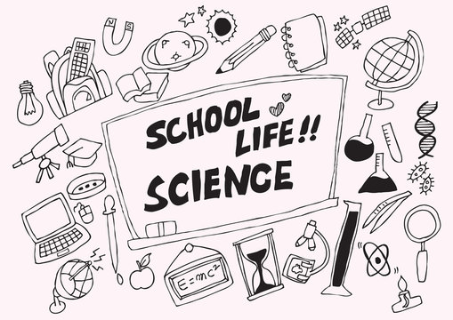 Any of various props necessary to express a science class. vector illustration