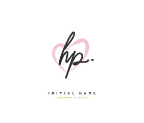 H P HP Beauty vector initial logo, handwriting logo of initial signature, wedding, fashion, jewerly, boutique, floral and botanical with creative template for any company or business.