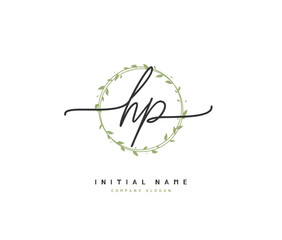 H P HP Beauty vector initial logo, handwriting logo of initial signature, wedding, fashion, jewerly, boutique, floral and botanical with creative template for any company or business.