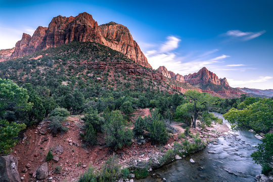 The Watchman Trail view point at Zion National Park Utah.
