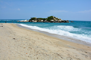 tayrona park, impressive sea of ​​crystal clear waters  in the Colombian Caribbean Sea	
