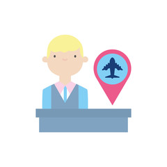 Airplane gps mark and man vector design