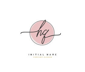H Q HQ Beauty vector initial logo, handwriting logo of initial signature, wedding, fashion, jewerly, boutique, floral and botanical with creative template for any company or business.