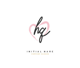 H Q HQ Beauty vector initial logo, handwriting logo of initial signature, wedding, fashion, jewerly, boutique, floral and botanical with creative template for any company or business.