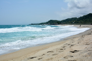 tayrona park, impressive sea of ​​crystal clear waters  in the Colombian Caribbean Sea	
