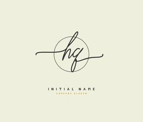 H Q HQ Beauty vector initial logo, handwriting logo of initial signature, wedding, fashion, jewerly, boutique, floral and botanical with creative template for any company or business.