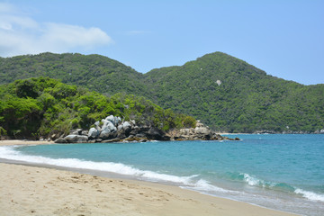 tayrona park, impressive sea of ​​crystal clear waters  in the Colombian Caribbean Sea	