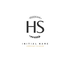 H S HS Beauty vector initial logo, handwriting logo of initial signature, wedding, fashion, jewerly, boutique, floral and botanical with creative template for any company or business.