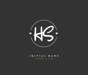 H S HS Beauty vector initial logo, handwriting logo of initial signature, wedding, fashion, jewerly, boutique, floral and botanical with creative template for any company or business.