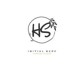 H S HS Beauty vector initial logo, handwriting logo of initial signature, wedding, fashion, jewerly, boutique, floral and botanical with creative template for any company or business.