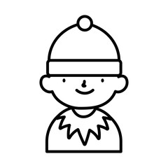 Fototapeta premium merry christmas cute helper with hat thick line