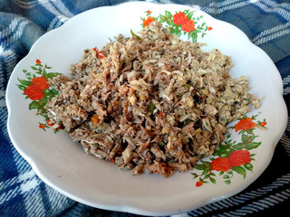 Traditional indonesian culinary food. Lawar Bali Indonesian Food that is simple and delicious. Indonesian Street Food.