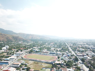 Aerial view of Soccer stadium, dili Timor Leste