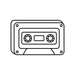 retro classic cassette music icon on white background thick line