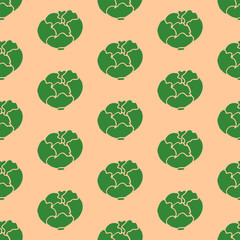 Seamless pattern with cabbages. Hand drawn cabbage. Vector illustration. EPS 10