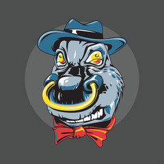 Buffalo Animal Gangster Vector Illustration