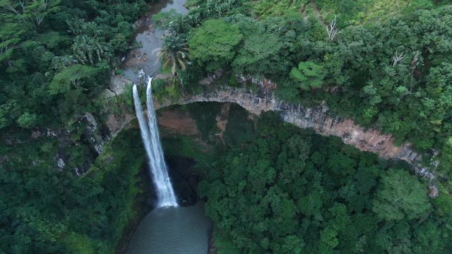 Chamarel Waterfall at Mauritius aerial shot