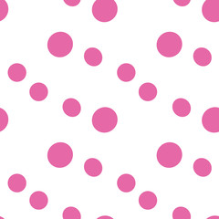 Bubbles Bubble pink polkadots on a white background, seamless vector repeat, surface pattern design