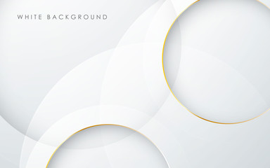 Abstract 3D circle layer white background with gold line effect