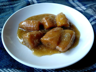 Traditional indonesian culinary food. Kue basah khas bali or Balinese specialty cakes. Jajan Kolak Pisang Indonesi Food that is simple and delicious. Indonesian Street Food. 