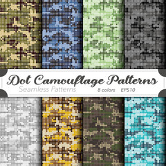 Seamless vector pattern set. Dot camouflage background. ドットカモフラージュ背景のベクターパターンセット © tabosan