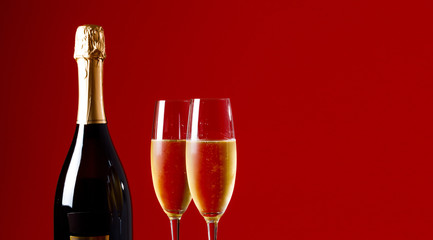 Celebration and toasting with champagne, party and holiday celebration concept