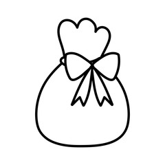 merry christmas bag with bow decoration thick line