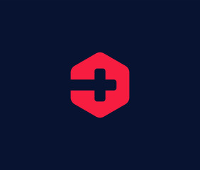 Cross plus medical Minimal emblem design template