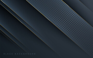 Modern black abstract background concept with gold line decoration