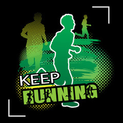 Running silhouettes. Vector illustration, Trail Running, Marathon runner.	