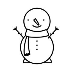 merry christmas celebration snowman with scarf thick line