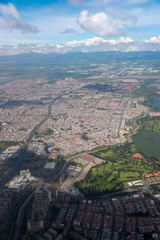 Aerial view of Bogota from a highly populated urban area. Colombia