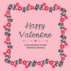 Various card happy valentine day, with unique leaf flower frame ornate. Vector