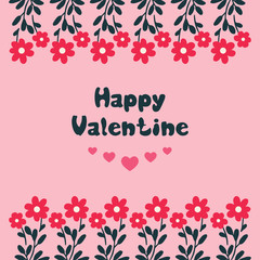 Various card happy valentine day, with unique leaf flower frame ornate. Vector