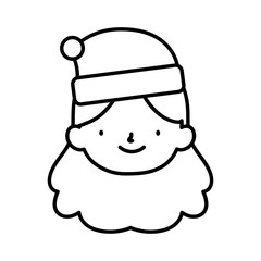 merry christmas little girl with hat of santa thick line