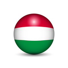 Flag of Hungary in the form of a ball isolated on white background.