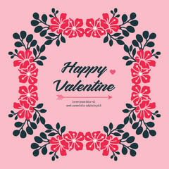 Element greeting card valentine day, with ornate wallpaper of leaf flower frame. Vector