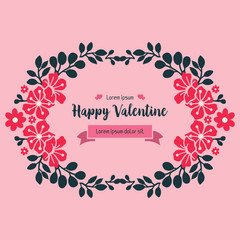 Element greeting card valentine day, with ornate wallpaper of leaf flower frame. Vector