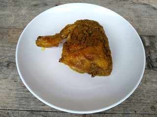 Traditional indonesian culinary food. The food name is Ayam Betutu Khas Bali. Ayam Betutu Indonesian Food that is simple and delicious. Indonesian Street Food.
